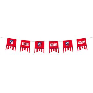 Garland pennants crests Atleti and red and white stripes